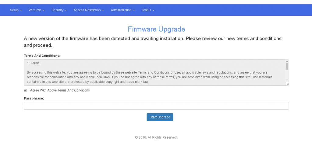 Router firmware upgrade